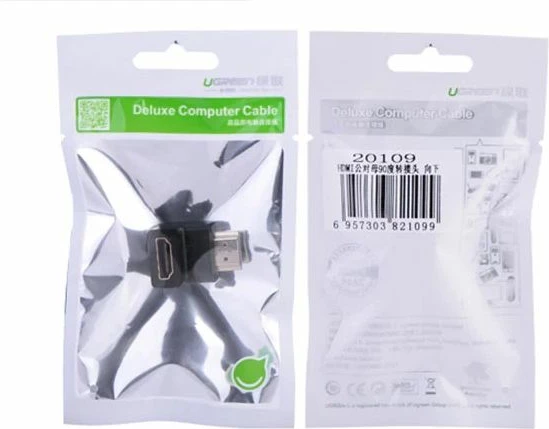 Adapter HDMI UGREEN 20109 këndor (Male në Female) 4K@60Hz, i zi, polybag