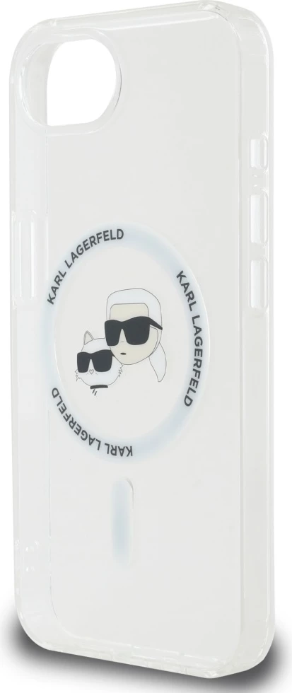 Mbështjellës Karl Lagerfeld IML Metal Karl & Choupette Heads MagSafe për iPhone 16e, Bardhë