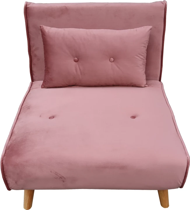 Karrige-shtrat Josiane kadife mollë e kalbur dhe këmbë druri, 77x80x81cm