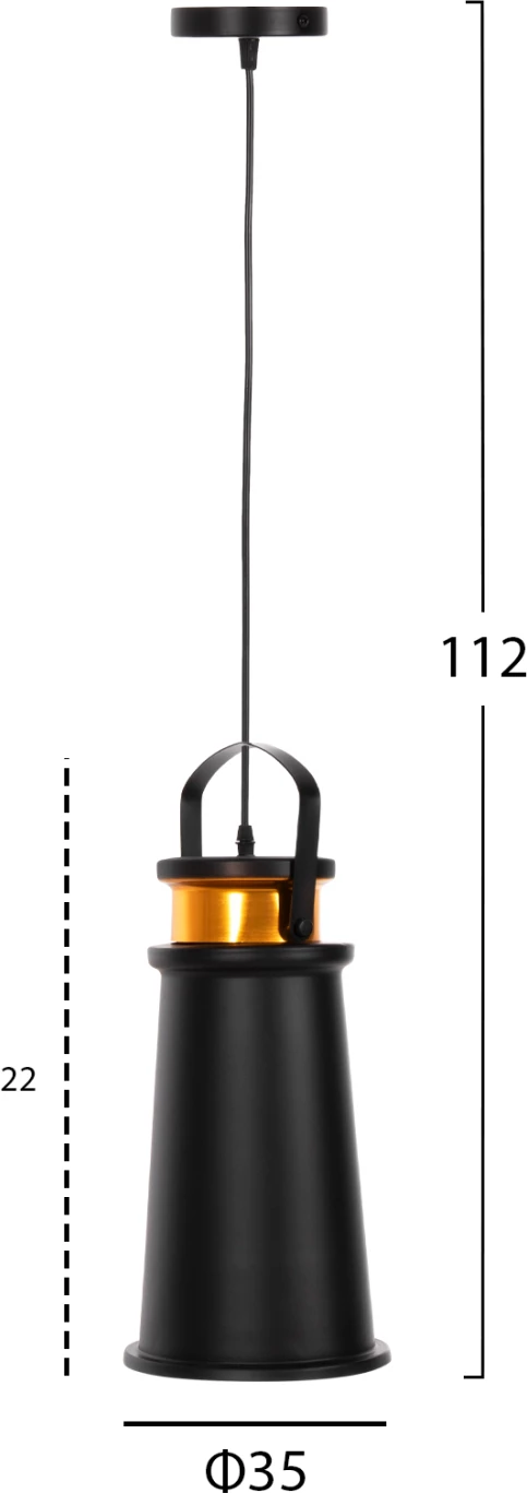 Llambë varëse për tavan, kapak alumini, e zezë-ari, FH4140, Φ19x132H cm