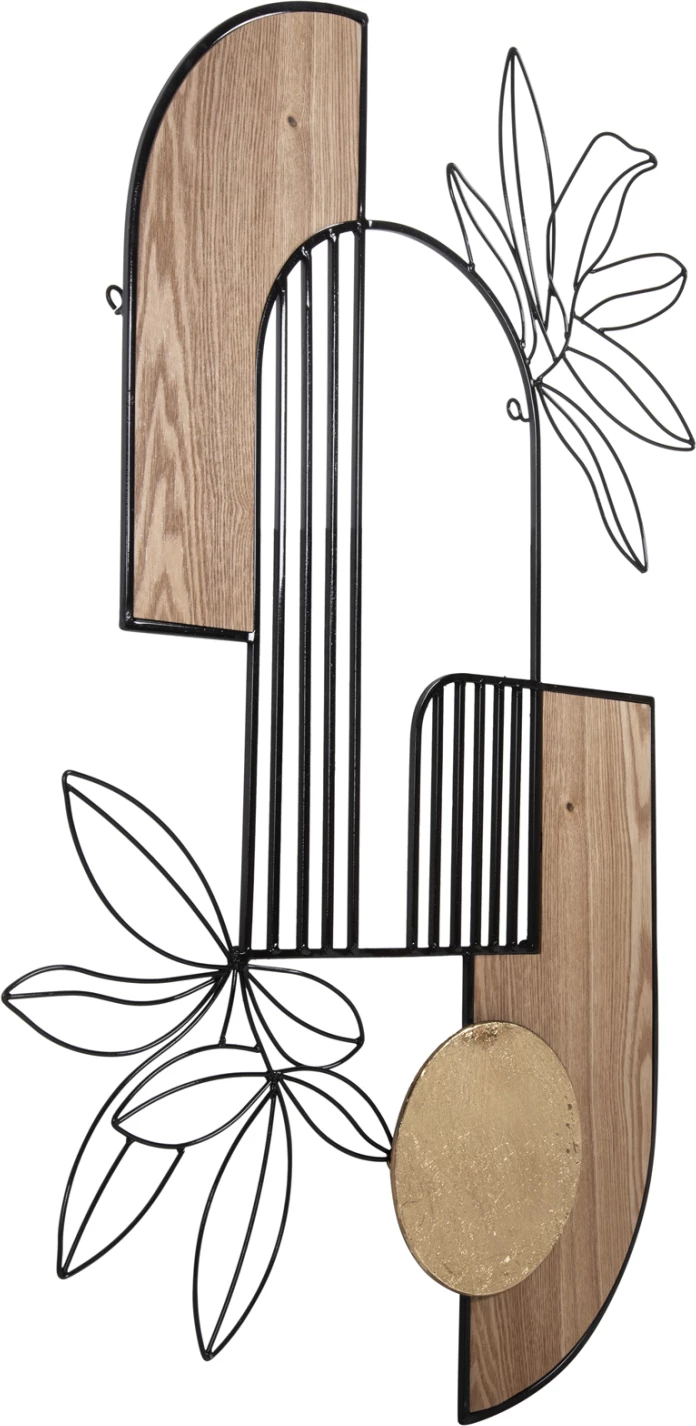 Dekor për mur, ngjyrë druri natyral dhe metal i zi, FH4218, 66x100 cm