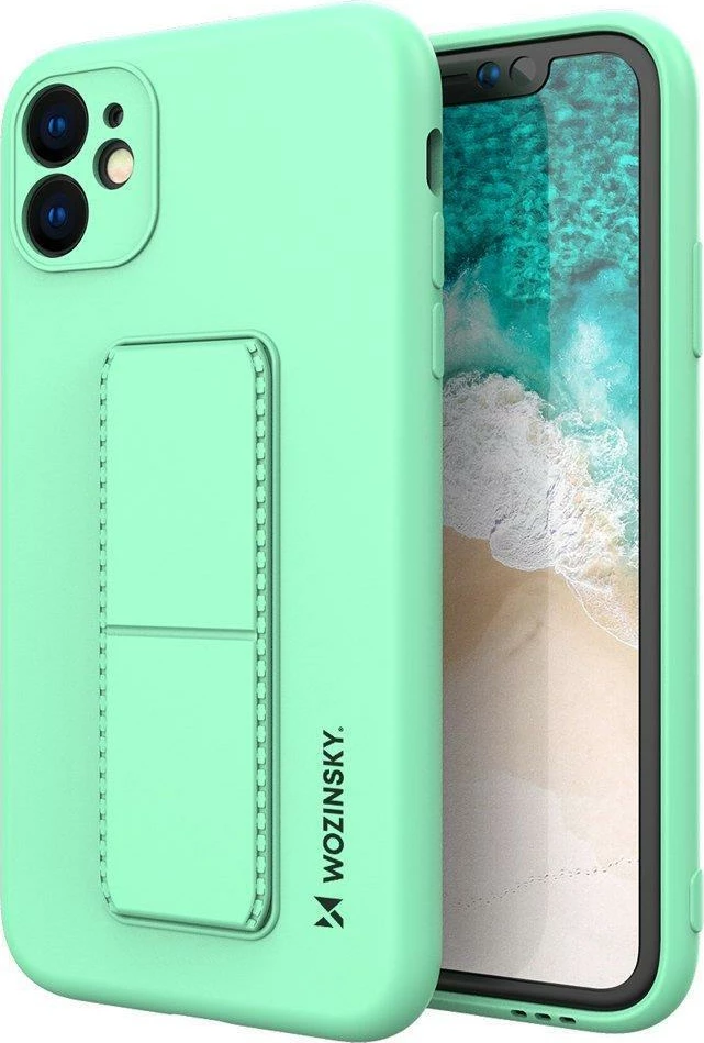 Mbështjellës Wozinsky Kickstand Case për iPhone 12 mini, silikon, mint