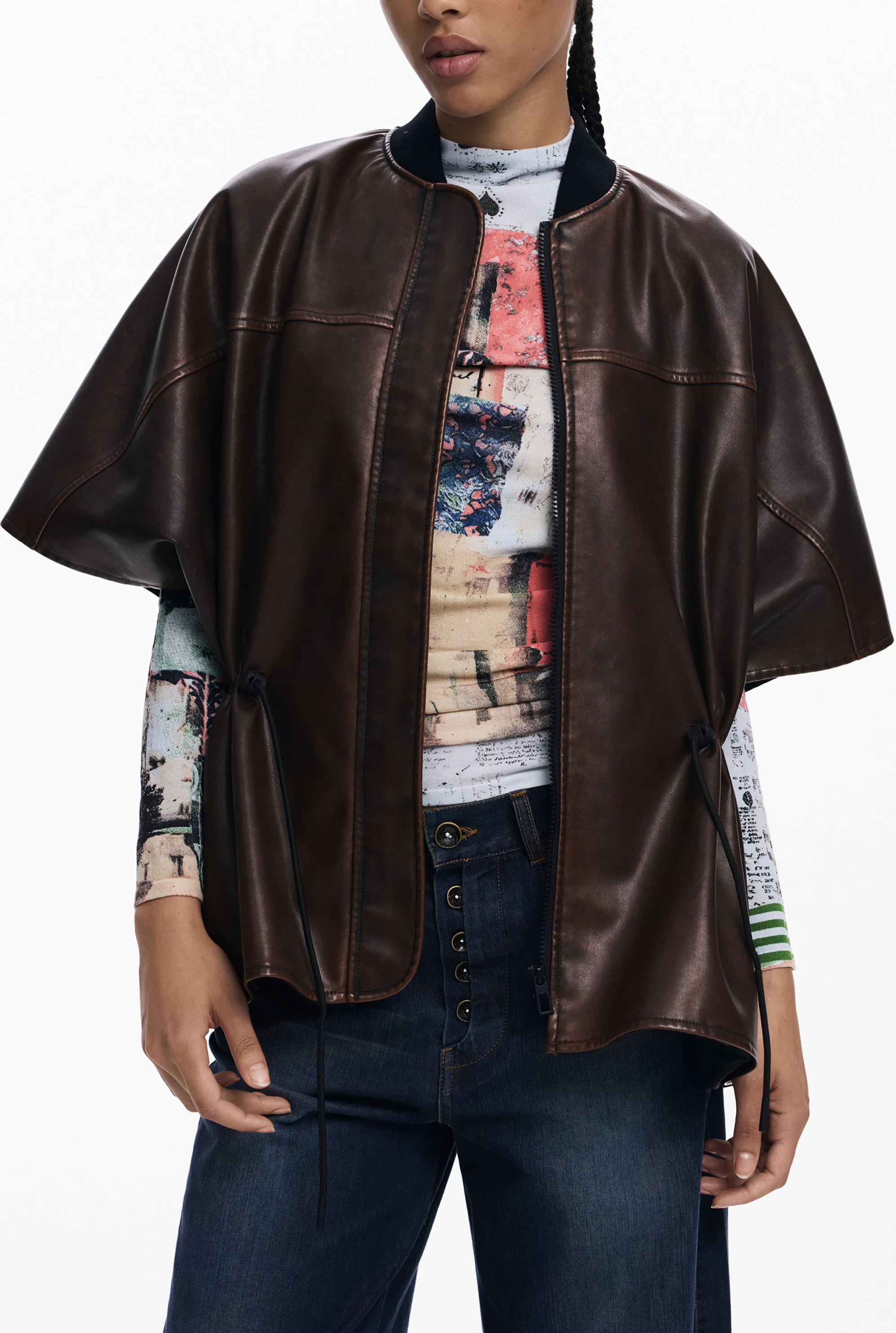 Poncho DESIGUAL femra, kafe