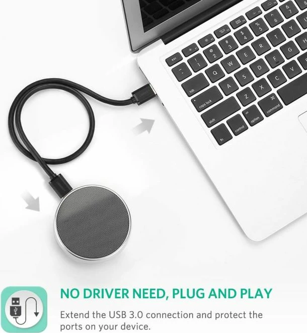 Kabllo USB 3.0 UGREEN USB-A mashkull-në-mashkull 1 m, e zezë, Polybag