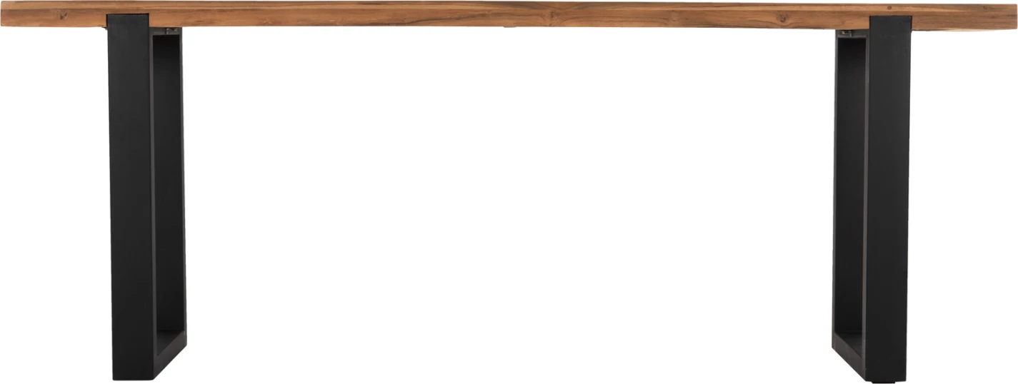 Konsolë SHIRE, dru TEAK i ricikluar, këmbë metalike të zeza, 240x50x90H cm