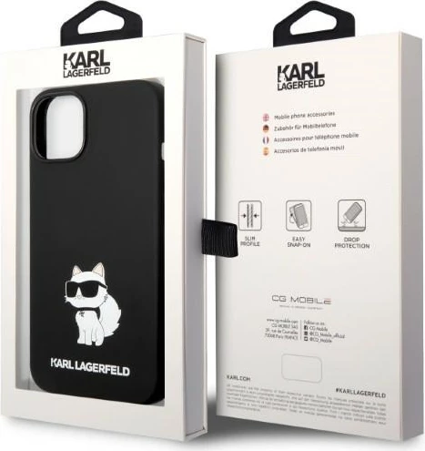 Mbështjellës Karl Lagerfeld KLHMP14MSNCHBCK për iPhone 14 Plus 6.7", silikon, MagSafe, zi
