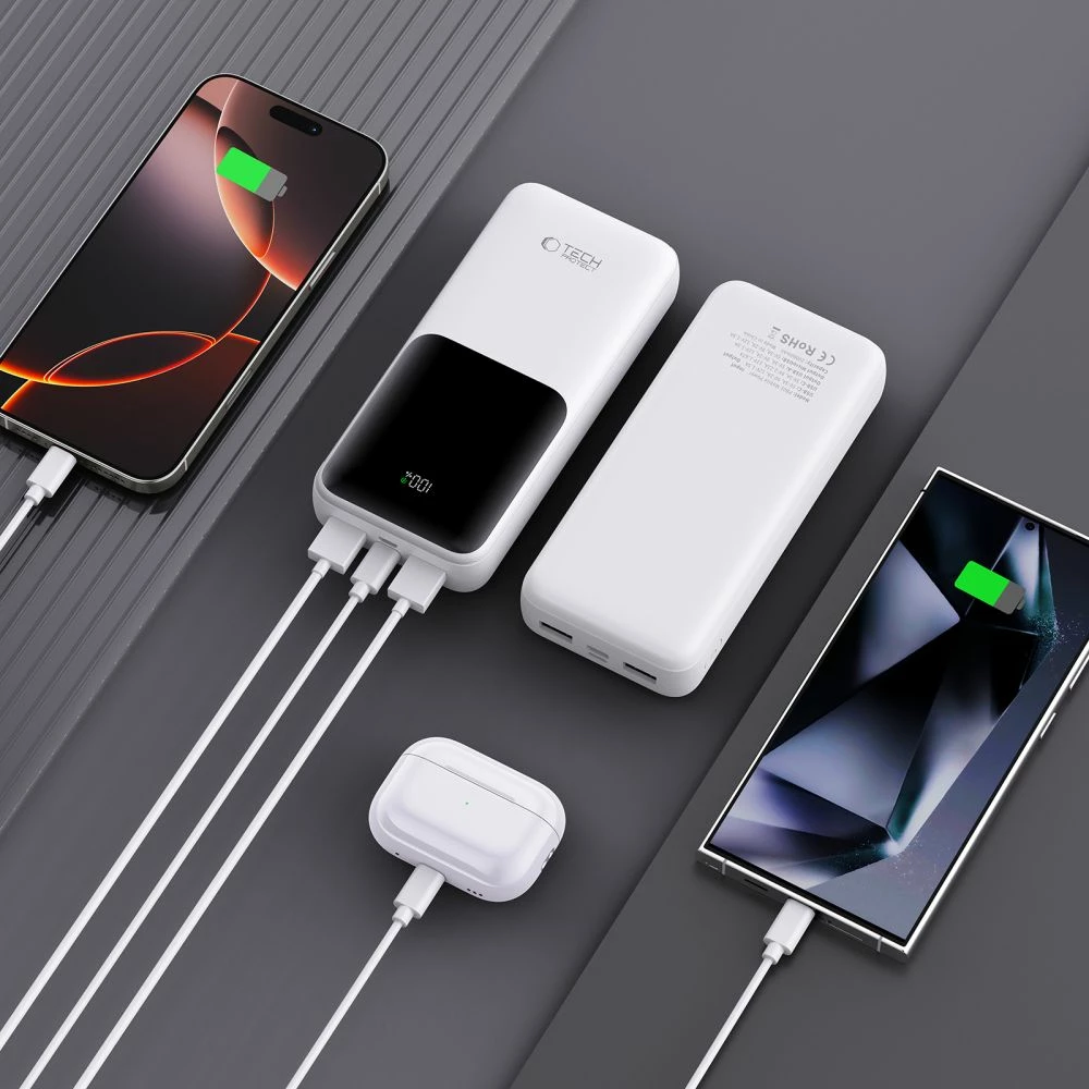 Powerbank Tech-Protect PB02 20000mAh 22.5W, Bardhë