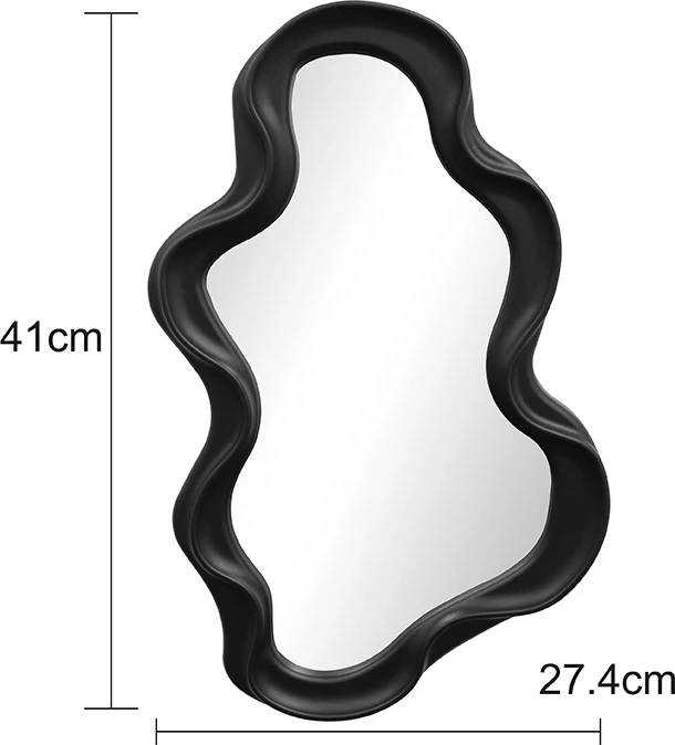 Pasqyrë asimetrike Liquid, kornizë e zezë, 26x2.7x39cm