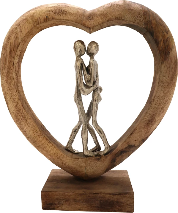 Dekorim tavoline zemër Vrame Inart dru mango-alumin 32x9x35cm