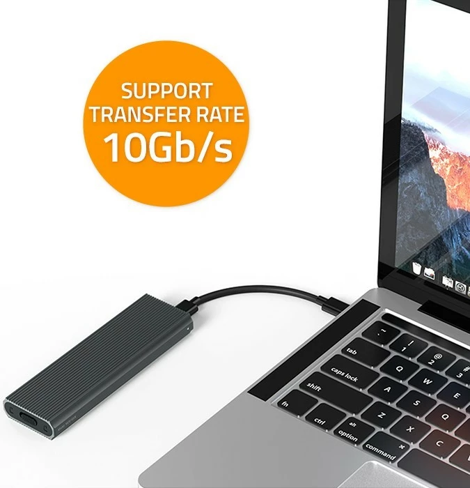 Kasë Qoltec për SSD M.2 NVMe, USB 3.1, 4TB, Grafit