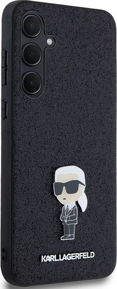 Mbështjellës Karl Lagerfeld Fixed Glitter Ikonik Logo Metal Pin për Samsung Galaxy A55, i zi