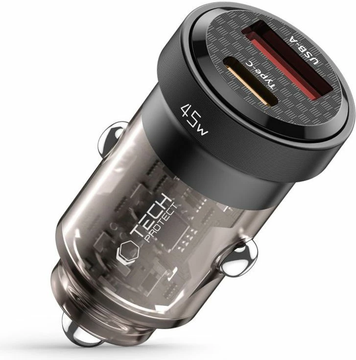 Karikues veture Tech-Protect CC45W, 45W, USB-C PD, USB-A QC 3.0, Zi
