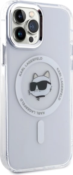 Mbështjellës Karl Lagerfeld IML Metal Choupette Head MagSafe për iPhone 12/12 Pro, Bardhë
