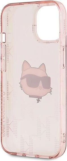 Mbështjellës Karl Lagerfeld IML Choupette Head & Monogram për iPhone 14/15/13, Rozë