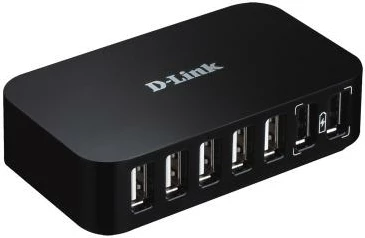 USB hub, D-Link, DUB-H7, 7 porta USB 2.0 me 2 porta karikimi të shpejtë 1.2A, i zi