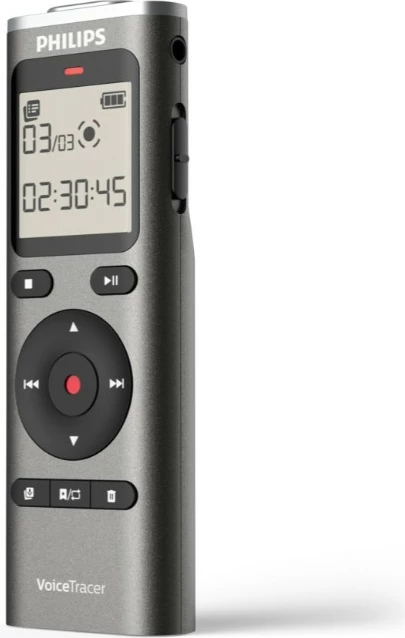 Diktafon Philips VoiceTracer DVT1170 8GB PCM/WAV microSD USB-C 70h, zi/grafit, set me 2x bateri AAA + kabllo USB-C