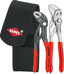 Set pincash Knipex mini, 2 copë, dorezë e kuqe, me çantë