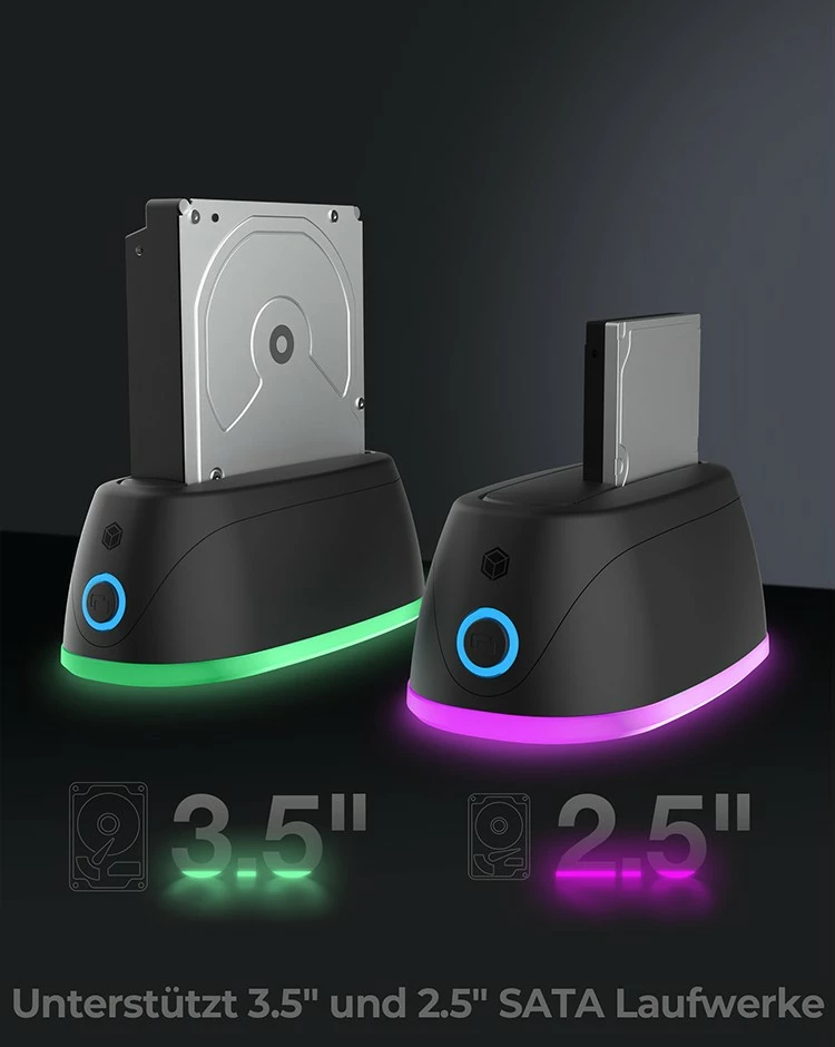 Docking station ICY BOX IB-1124L-C3, HDD, SSD, USB 3.2 Gen 1, e zezë