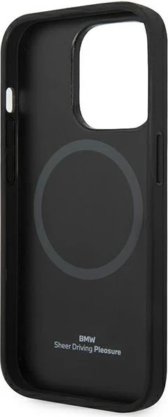 Mbështjellës BMW BMHMP14L22RFGK për iPhone 14 Pro 6.1", lëkurë, MagSafe, i zi