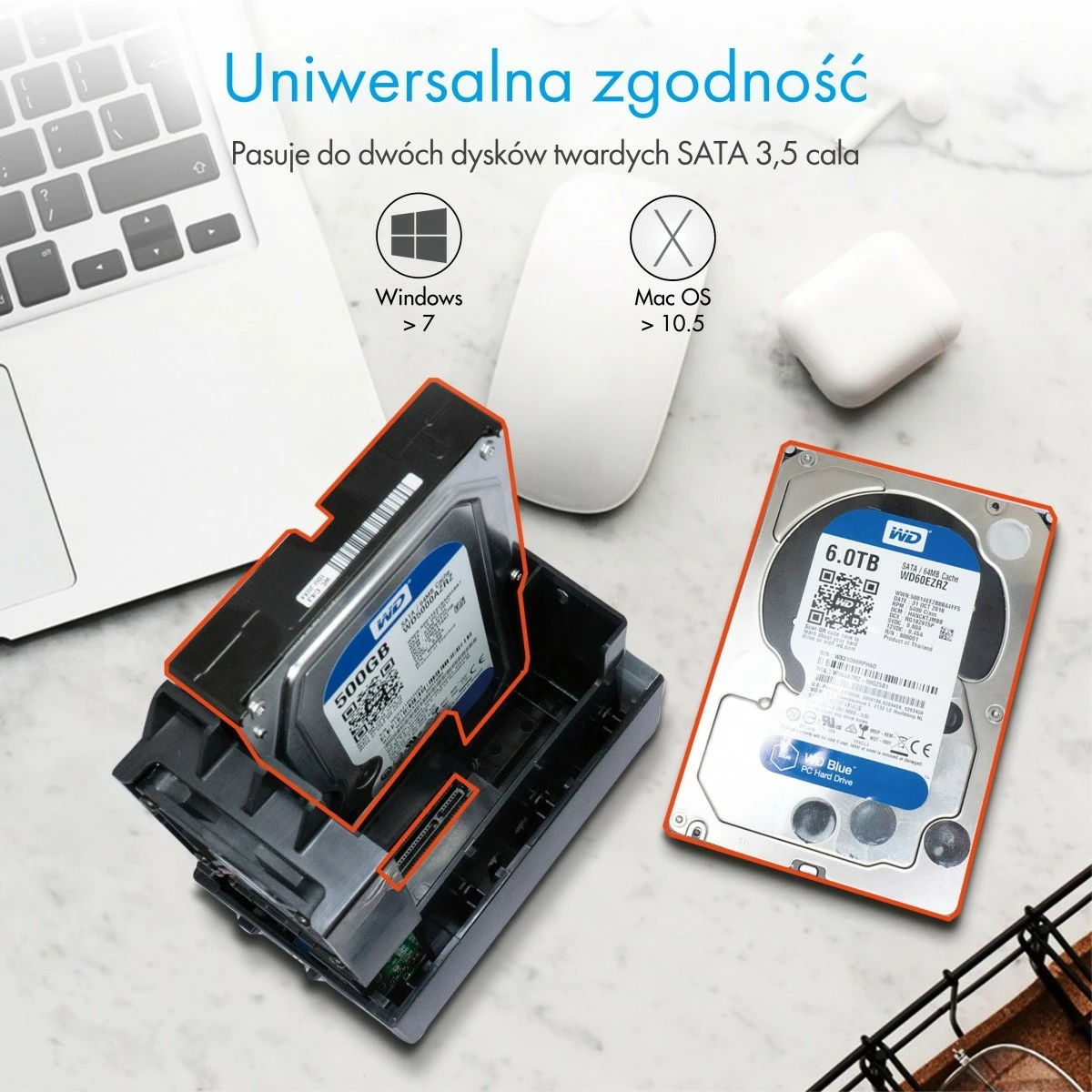 Kasë IcyBox IB-RD3621U3 për 2x3.5" HDD/SSD, RAID, USB 3.0, e zezë