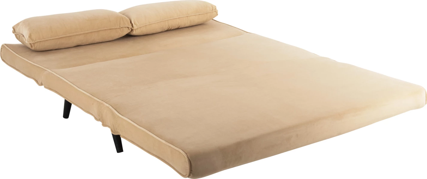 Shtrat divan ASMA FH3077.17, 2-vendësh, kadife, ngjyrë bezhë, 142x96x74H cm