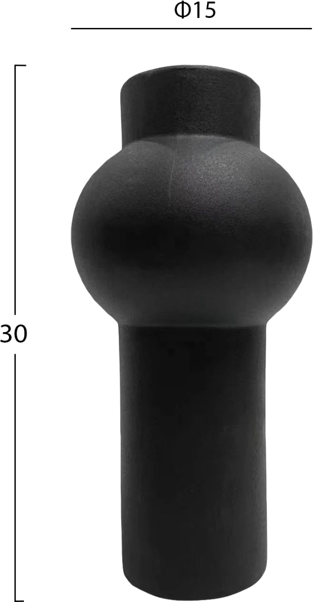 Dekor tavoline prej qeramike, ngjyrë e zezë mat, FH4605.02, Φ15x30H cm