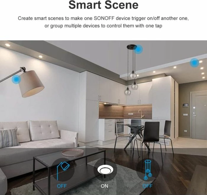 Switch muri smart SONOFF T2EU2C-TX, Wi‑Fi + RF433, 2 butona, bardhë