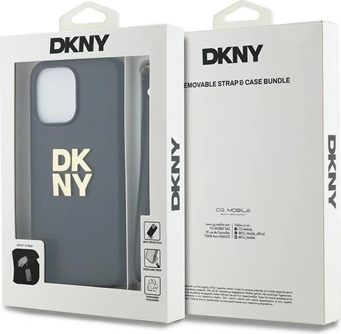 Mbështjellës DKNY Wrist Strap Stock Logo për iPhone 15 Pro, i zi