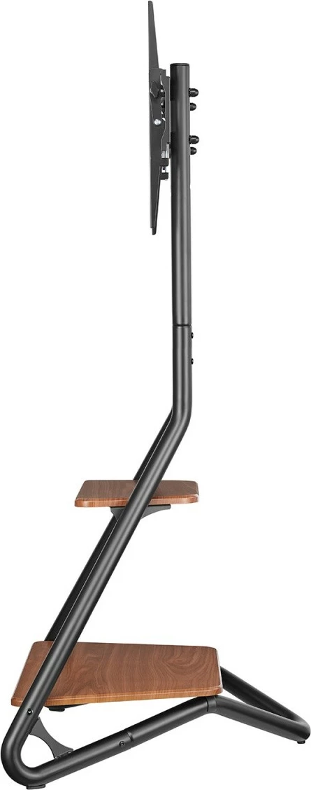 Mbajtës këndi për TV Maclean MC-455, me rafte druri, 37-75", i zi/kafe