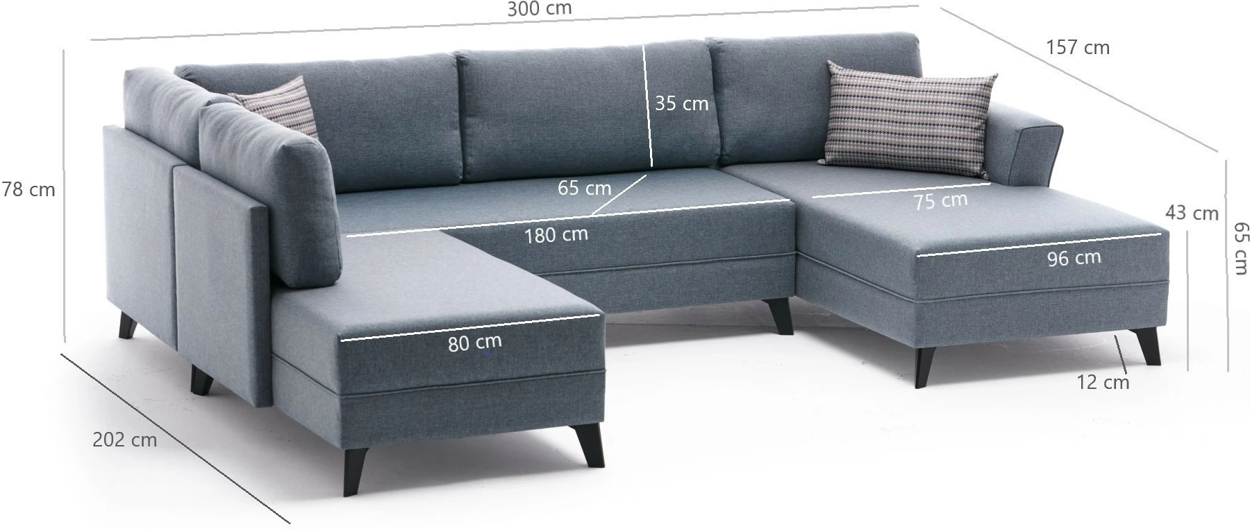 Kënd-sofë krevate Atelier del Sofa, Efsun, antracit