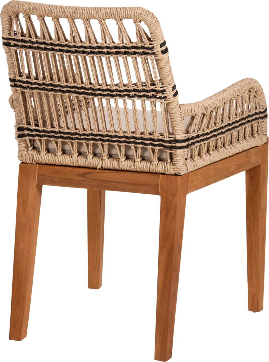 Karrige me krahë STARDOM, dru tik dhe litar, ngjyrë natyrale me detaje antraciti, FH9760.02, 57x65x83cm