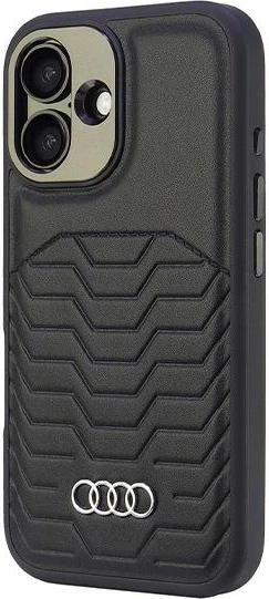 Mbështjellës Audi Synthetic Leather MagSafe për iPhone 16 6.1", i zi, hardcase