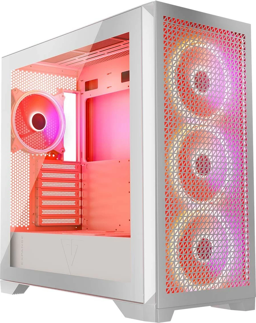 Kasë MODECOM Volcano Expanse T Apex ARGB AT-EXPANSE-TG-20-000000-0002, midi tower, 4x140mm ARGB, xhami i kalitur, USB-C, ATX/mATX/ITX, e bardhë