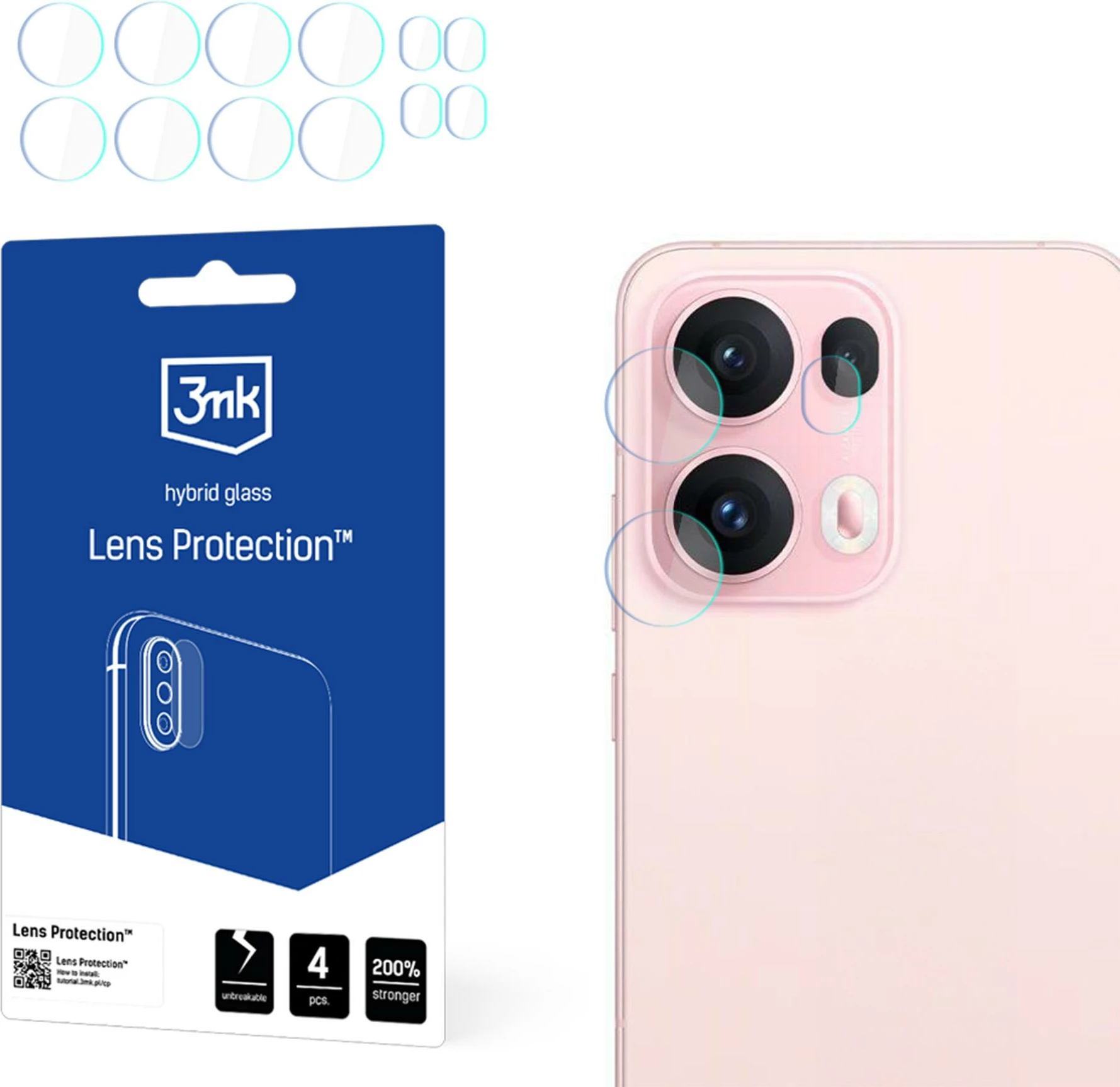 Mbrojtës xhami për kamerë 3mk Protection për Oppo Reno 13 Pro, 4 copë