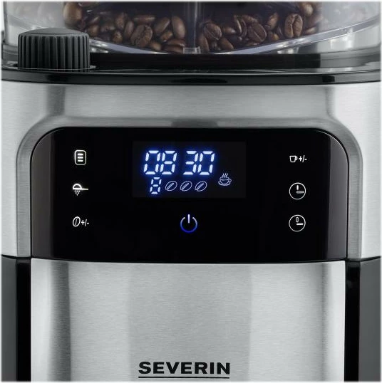 Aparat kafeje Severin KA 4814, rezervuar uji 1 L, për kokrra kafeje me mulli të integruar, inox/zi