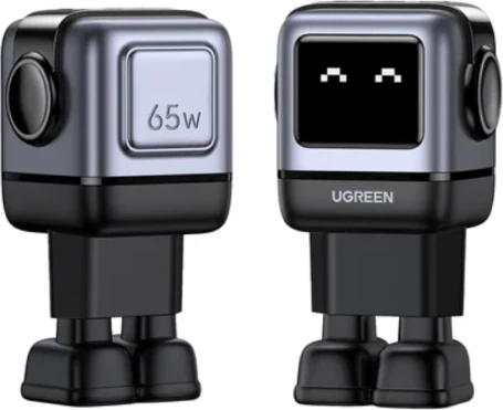 Karikues UGREEN Nexode Robot GaN 65W MPN 25685B, 2x USB-C + 1x USB-A, me LED ekran, gri