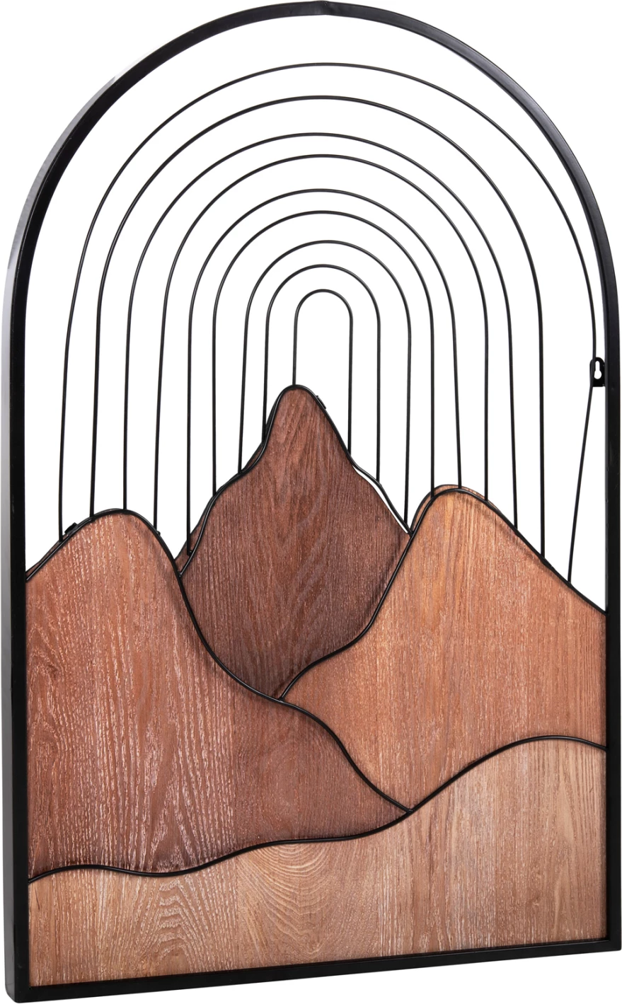 Dekor për mur, ngjyrë druri natyral dhe metal i zi, FH4220, 60x3.5x93 cm