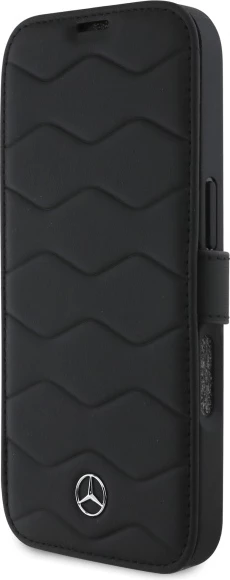 Mbështjellës Mercedes MB Waves për iPhone 16 Pro Max, lëkurë, zi