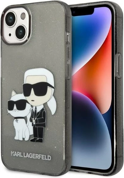 Mbështjellës Karl Lagerfeld Karl&Choupette për iPhone 14 Plus, i zi