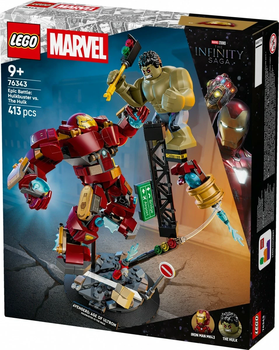 Set ndërtimi LEGO 76343 Marvel Super Heroes Epic Battle: Hulkbuster vs Hulk, 413 pjesë, 9+ vjeç