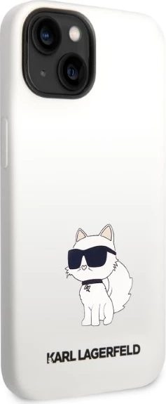 Mbështjellës Karl Lagerfeld Silicone Choupette për iPhone 14 Plus/15 Plus, Bardhë