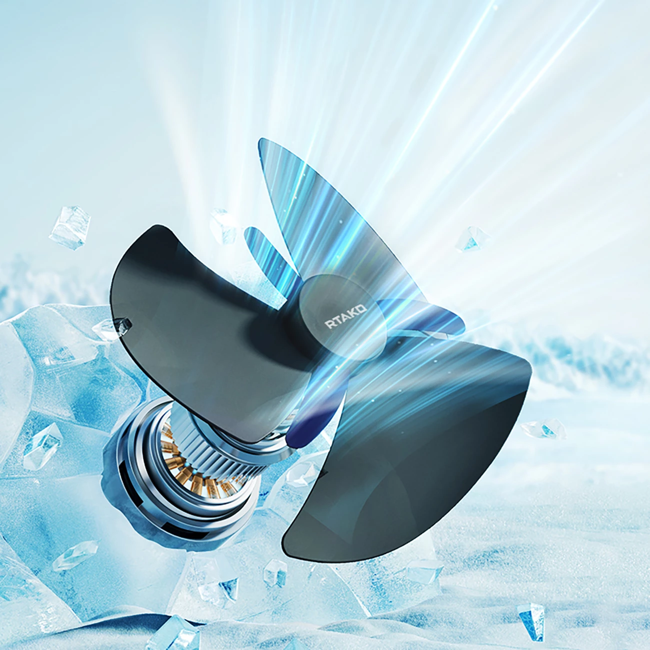 Ventilator tavoline Rtako WD0Y6S me dy impelerë, 3600 mAh, i zi