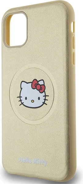 Mbështjellës Hello Kitty Leather Kitty Head MagSafe për iPhone 11/XR, ari