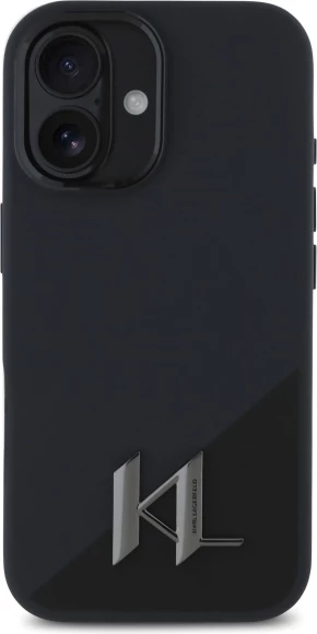 Mbështjellës Karl Lagerfeld Silicone Shadow Metal Initial MagSafe për iPhone 16, Zi