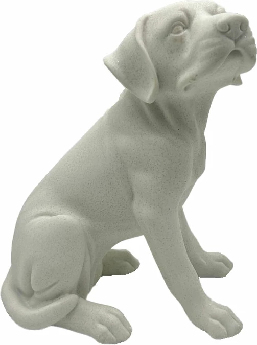 Dekor qen Boris, i bardhë, polirezine, 24x18x29cm