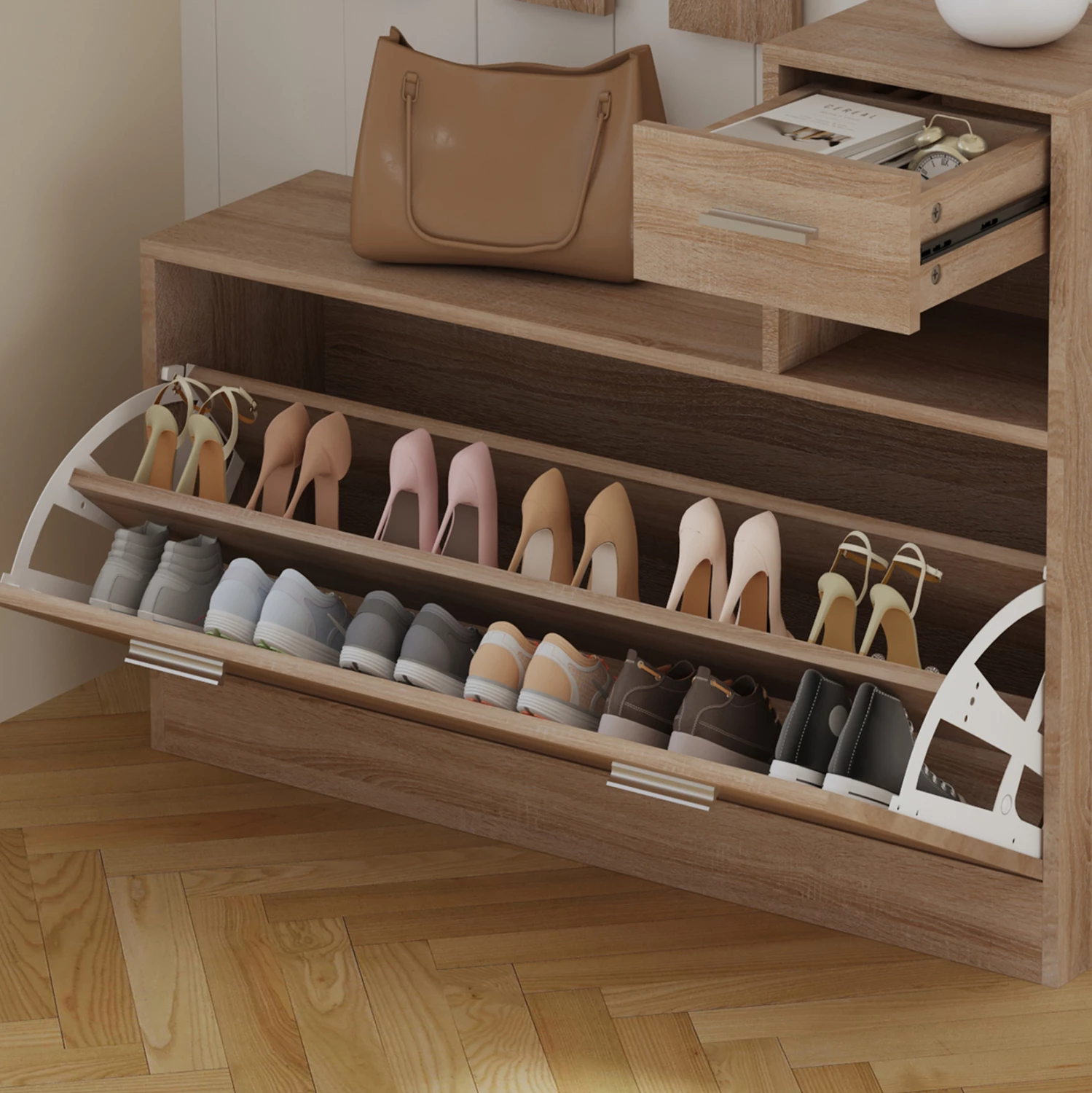 Set për hyrje me pasqyrë GORN FH2473.01 melaminë në ngjyrë Sonama 90x24x190Hcm