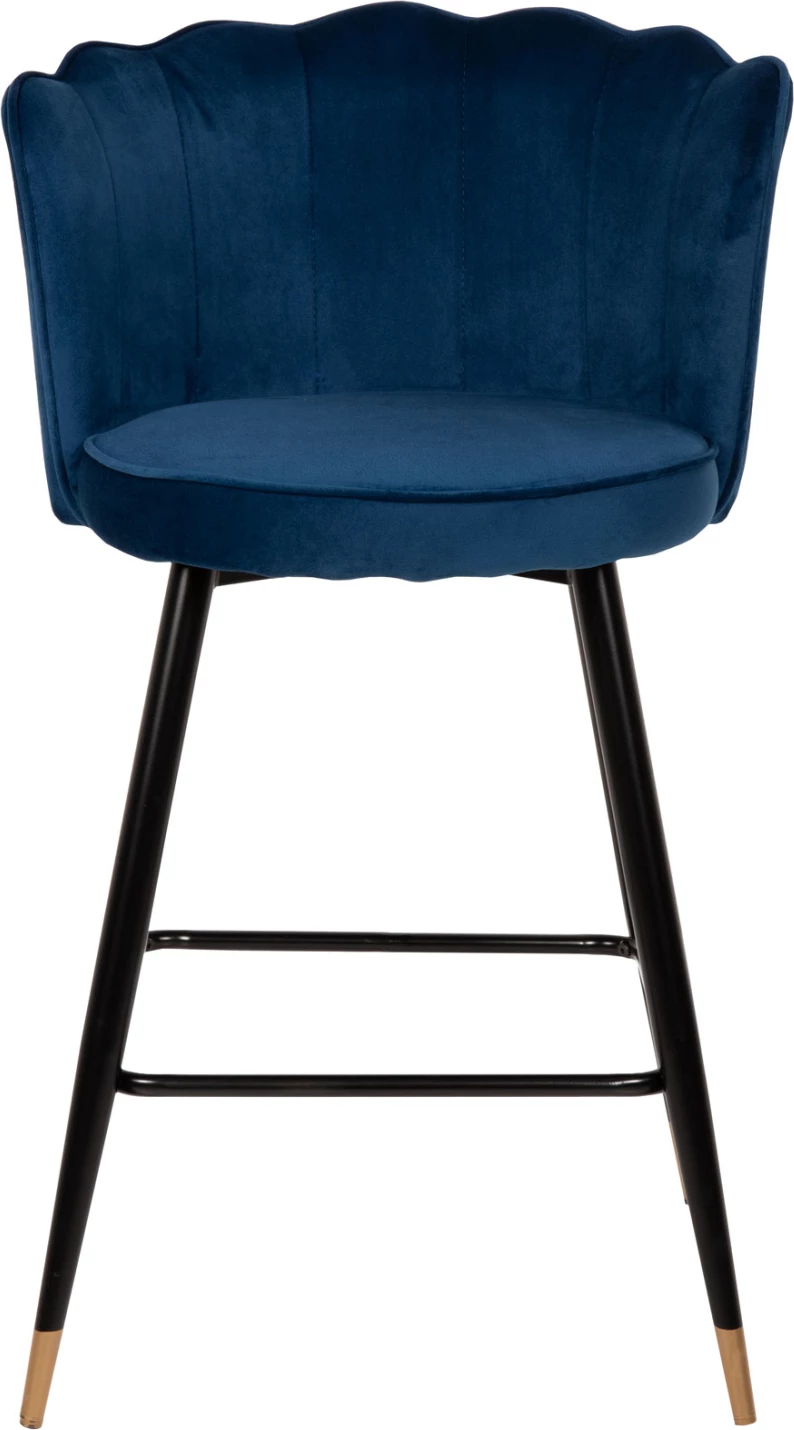 Karrige për bar VESNA, kadife blu, kornizë metalike e zezë, 50x50x90H cm., set prej 2 copë