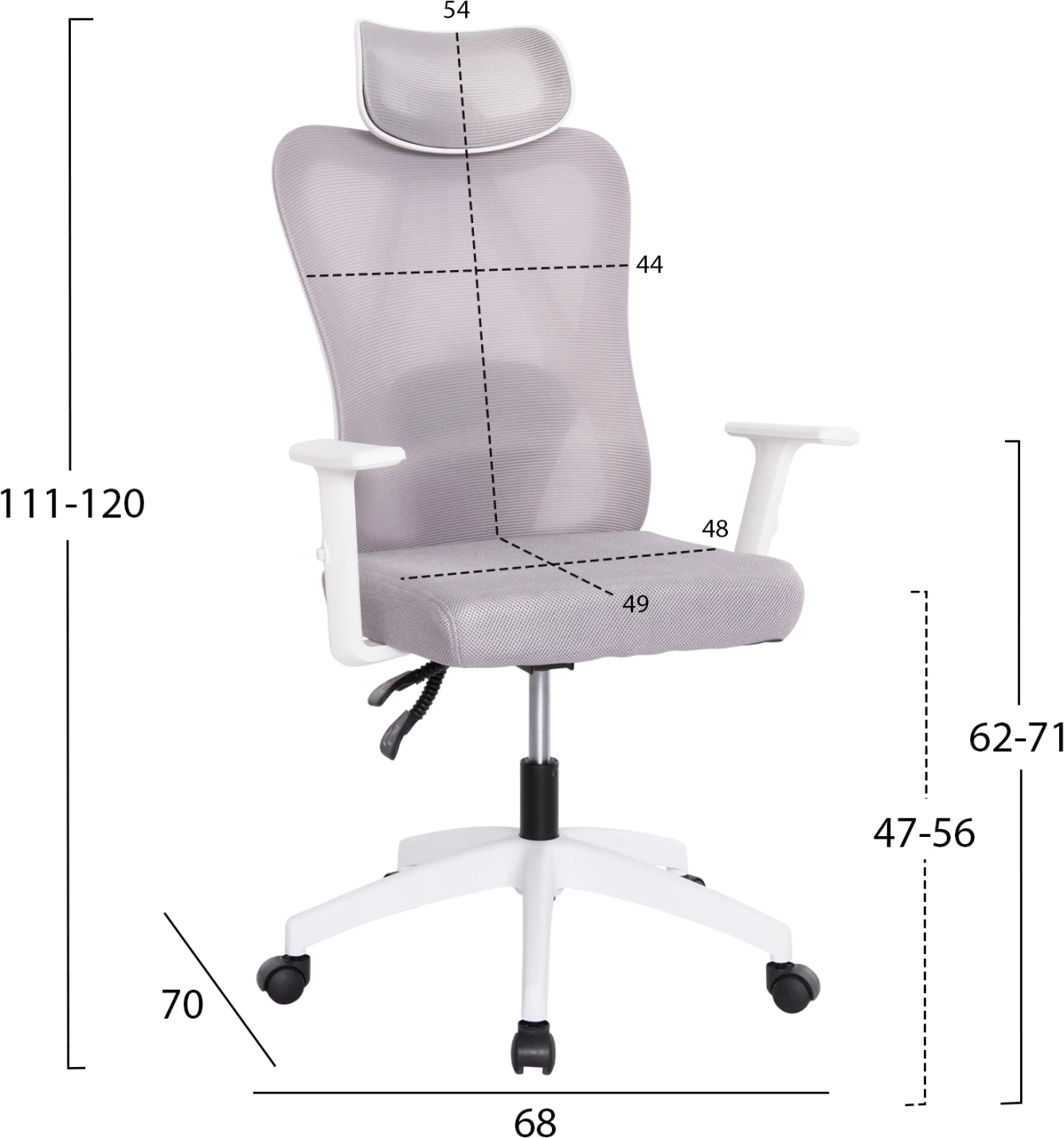 Karrige për zyre MEXER FH1195.02, hiri/e bardhë