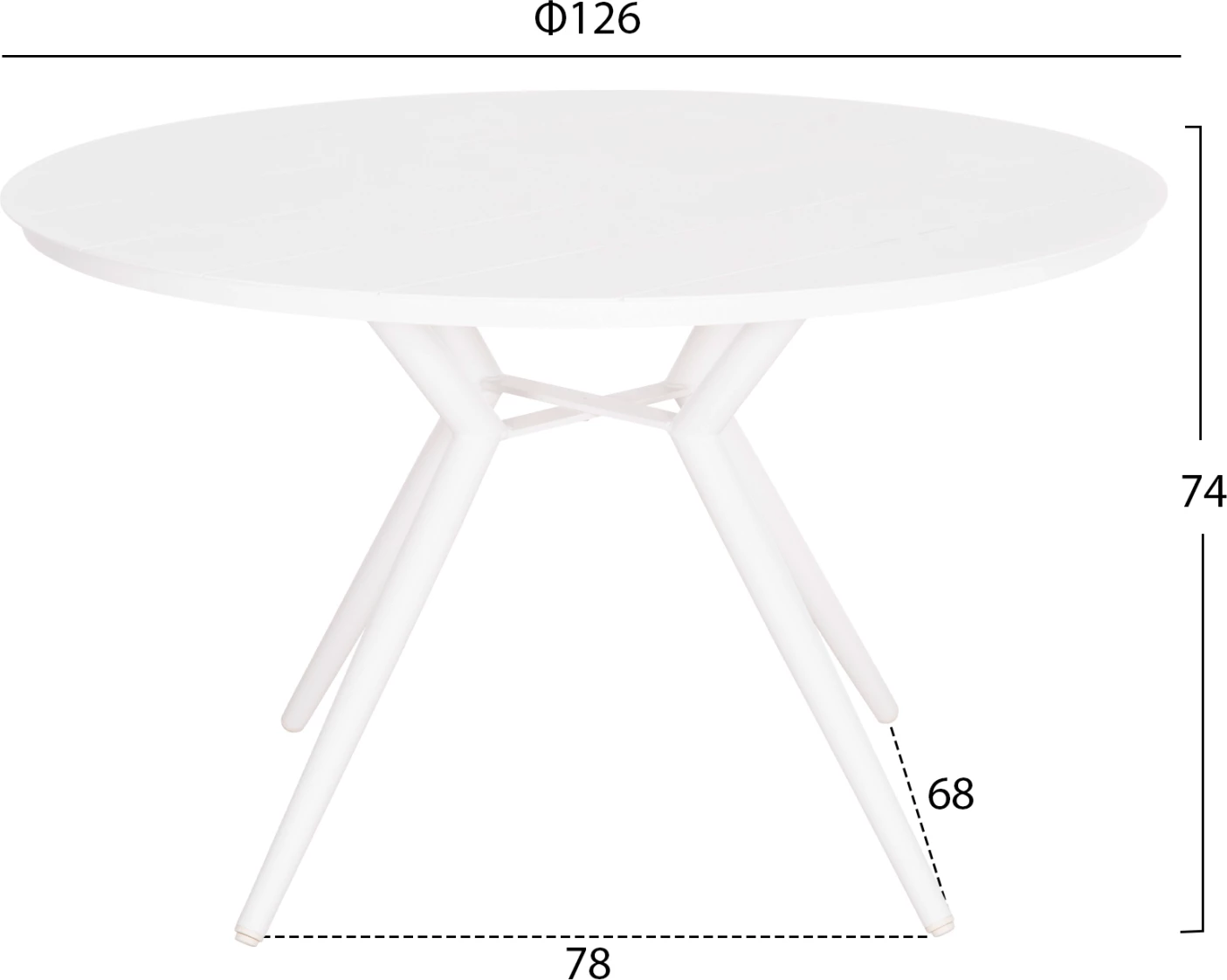 Tavolinë e jashtme e rrumbullakët, alumini i bardhë, FH6290.02, Φ126Χ74Hcm