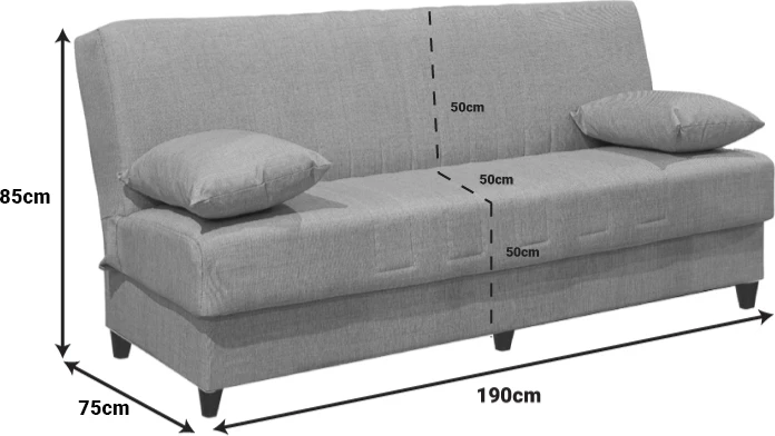 Divan trefishtë me hapësirë ruajtëse,, ngjyrë antracit, 190x75x85cm